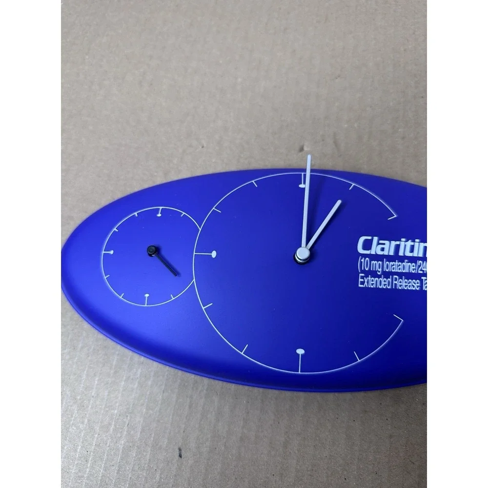 Vintage Claritin Wall Clock Pharmacy Pharmaceutical Advertising Promo Blue